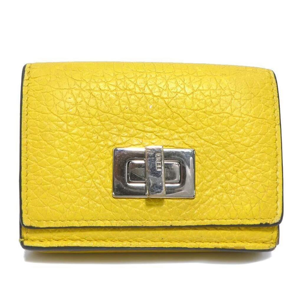 Fendi Peekaboo Tri fold Wallet Leather Yellow